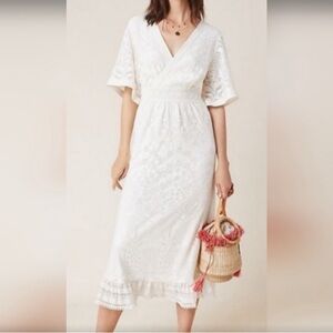 EUC Farm Rio ivory midi dress